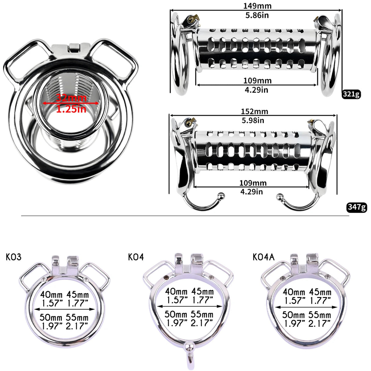 TwinLock Stainless Steel Chastity Cage