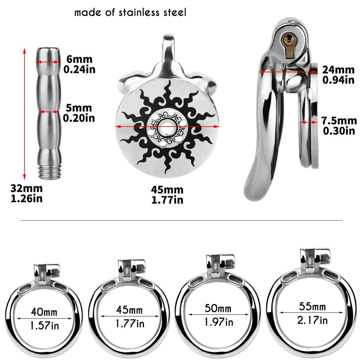 Lotus Flame Stainless Steel Chastity Cage