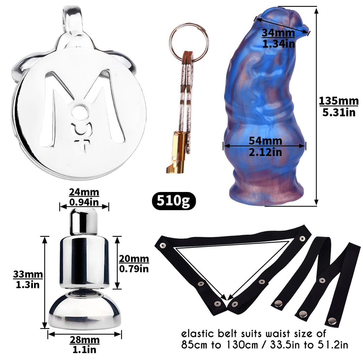 Flirty Fusion SS Chastity Cage + Passion Dildo
