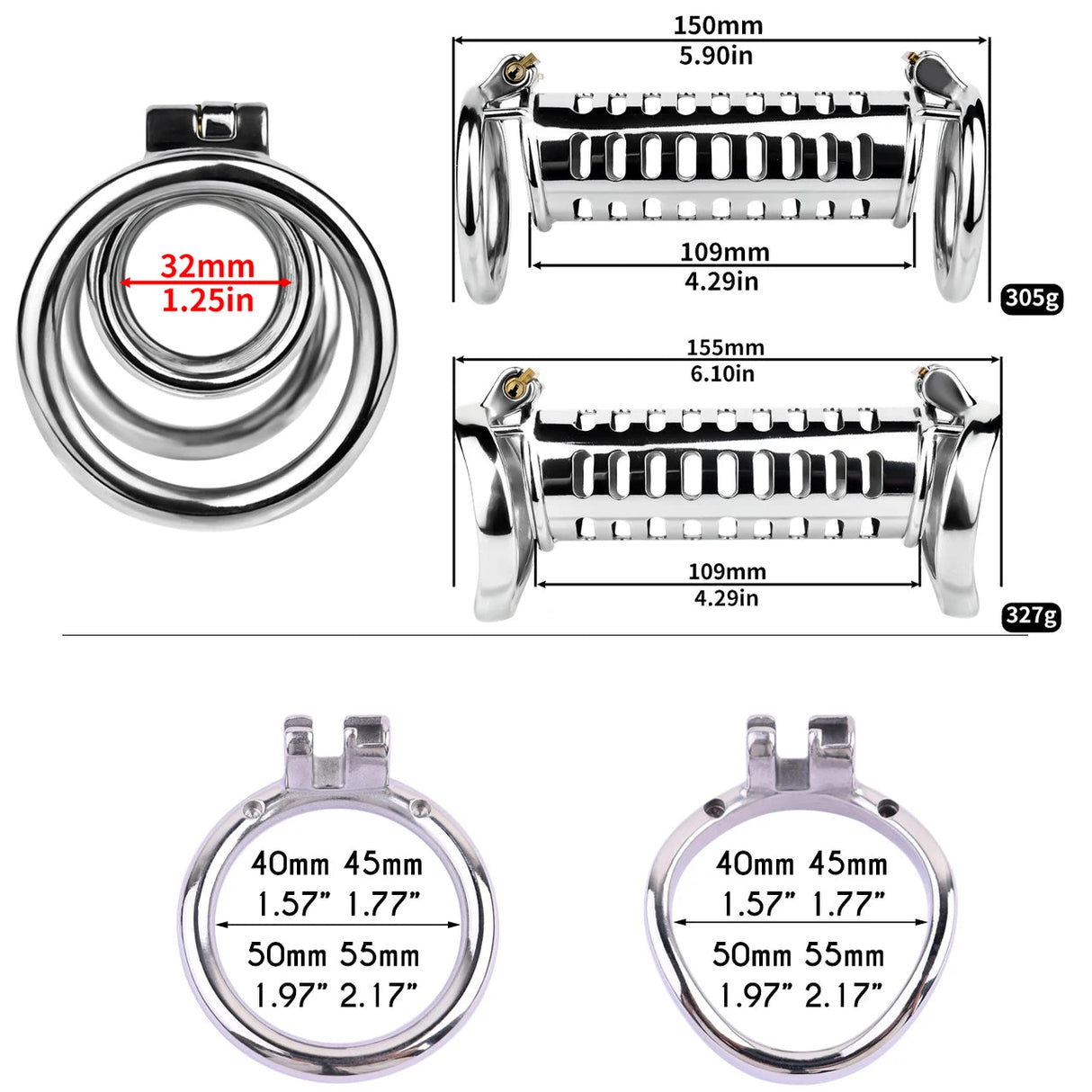 TwinLock Stainless Steel Chastity Cage