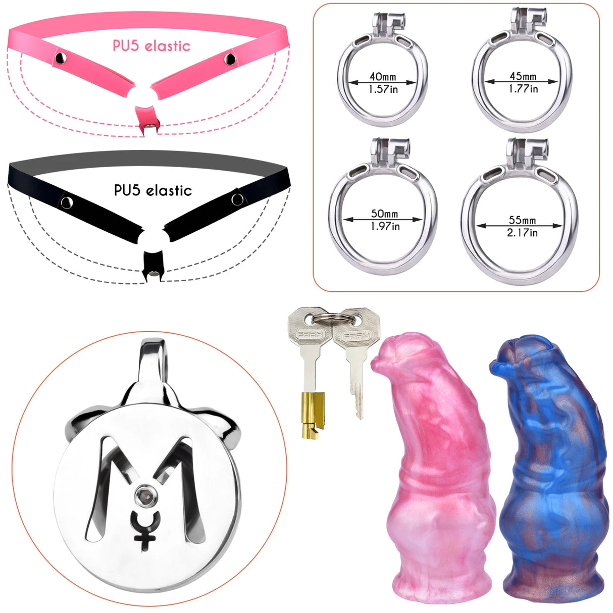 Flirty Fusion SS Chastity Cage + Passion Dildo