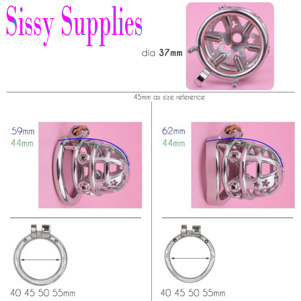 Starspike Stainless Steel Chastity Cage USA ONLY - OVERSTOCK