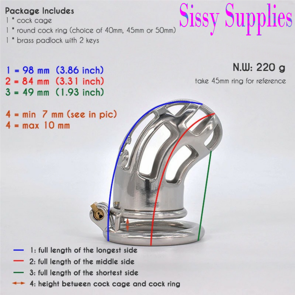 Daybreak Stainless Steel Chastity Cage USA ONLY - OVERSTOCK