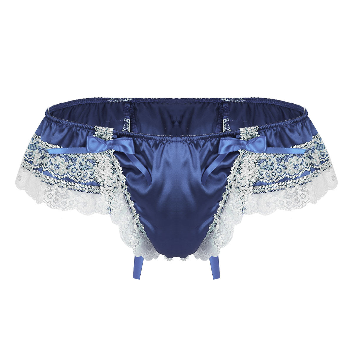 Shiny Soft Satin Floral Lace Low Rise Sissy Panties