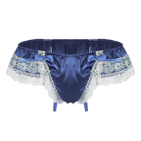 Shiny Soft Satin Floral Lace Low Rise Sissy Panties