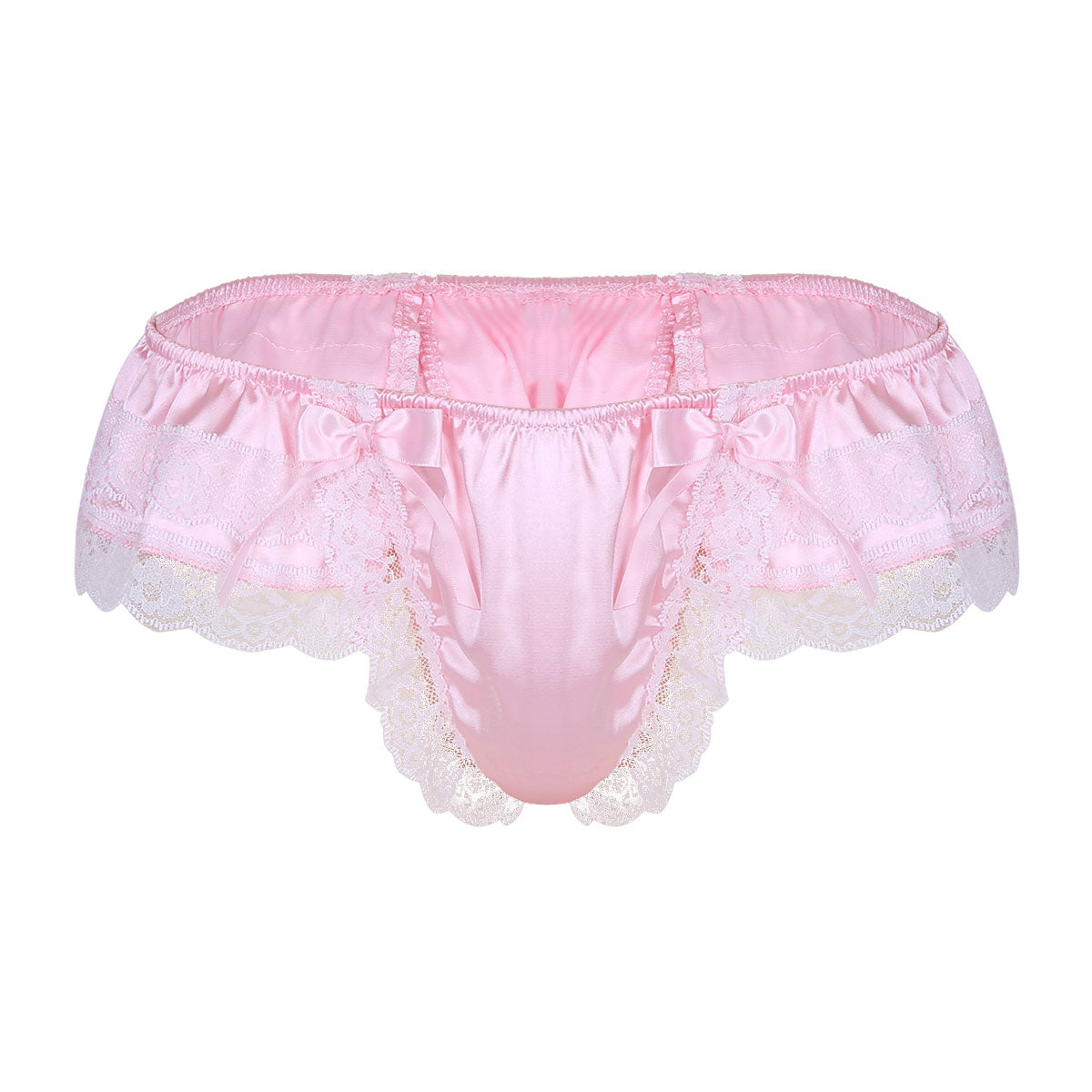 Shiny Soft Satin Floral Lace Low Rise Sissy Panties