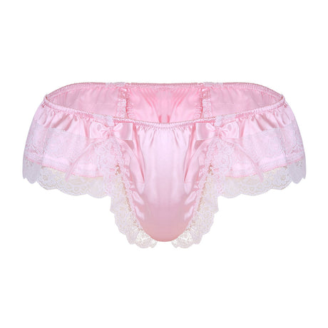 Shiny Soft Satin Floral Lace Low Rise Sissy Panties