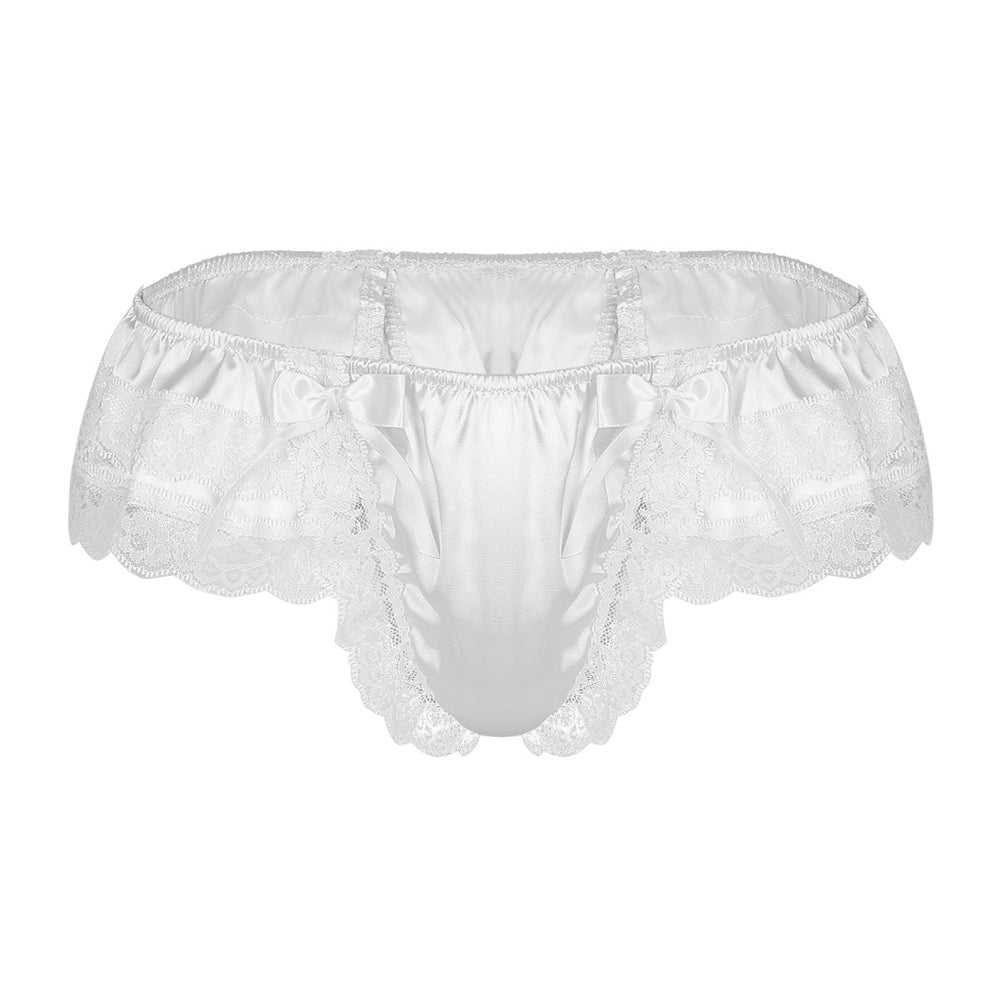 Shiny Soft Satin Floral Lace Low Rise Sissy Panties