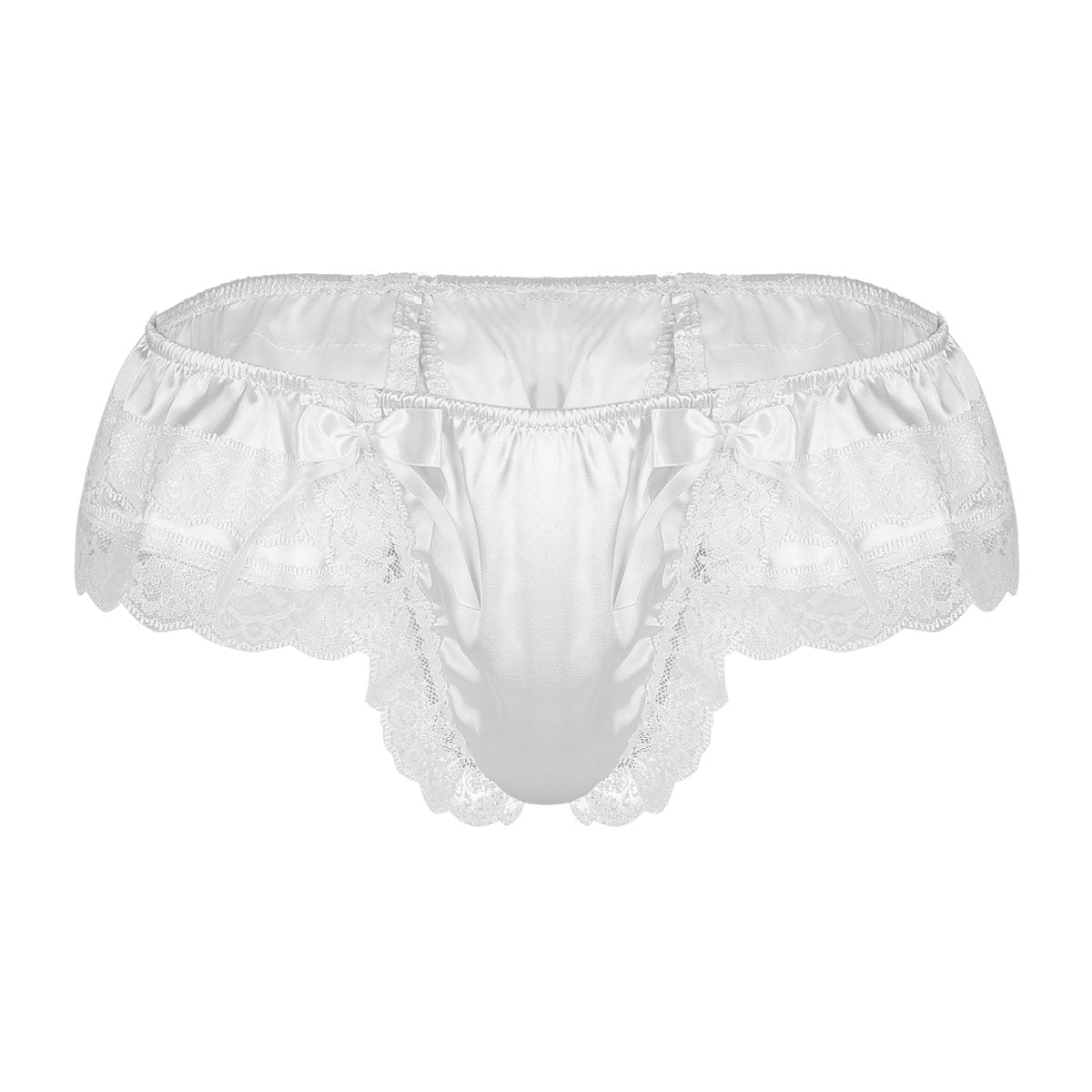 Shiny Soft Satin Floral Lace Low Rise Sissy Panties