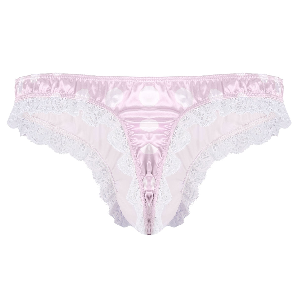 Shiny Low Rise Ruffle Polka Dots Sissy Panties