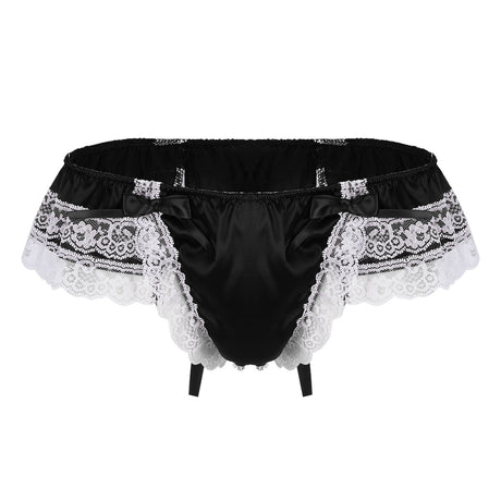 Shiny Soft Satin Floral Lace Low Rise Sissy Panties