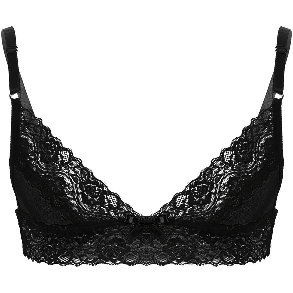 Erotic Sissy Bra Top Floral Lace Wire-free