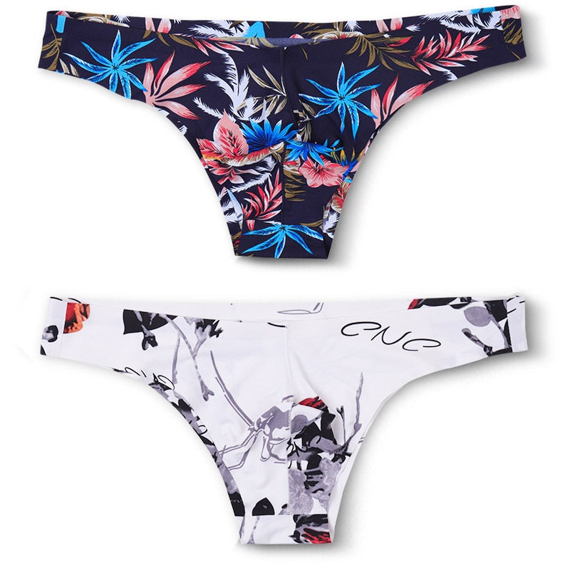 Silk Sissy Pouch Soft Printed Low Waist Seamless Panties - 2PK