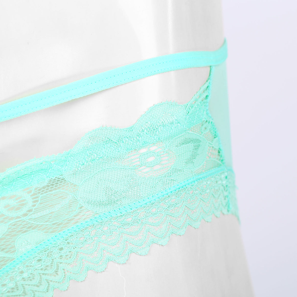 Sexy Sissy Sheer Lace Crotchless Briefs With Bowknot