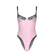 Men Gay Jockstraps Lace Trimming Bodycon Bodysuit Sissy Spaghetti Strap Sleeveless Unlined Wireless Bra Lingerie Teddies Catsuit
