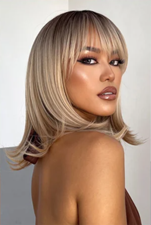 Blonde Allure Synthetic Wig with Bangs