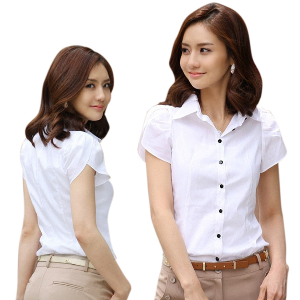 Female Short Sleeve Slim Fit Office Shirt