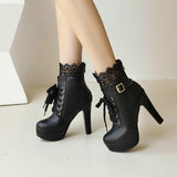 Lolita Platform Spike High Heel Lace up Ankle Boots