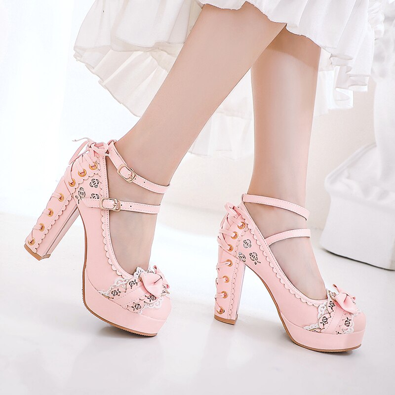 High Heel Mary Jane Lace Princess Shoes