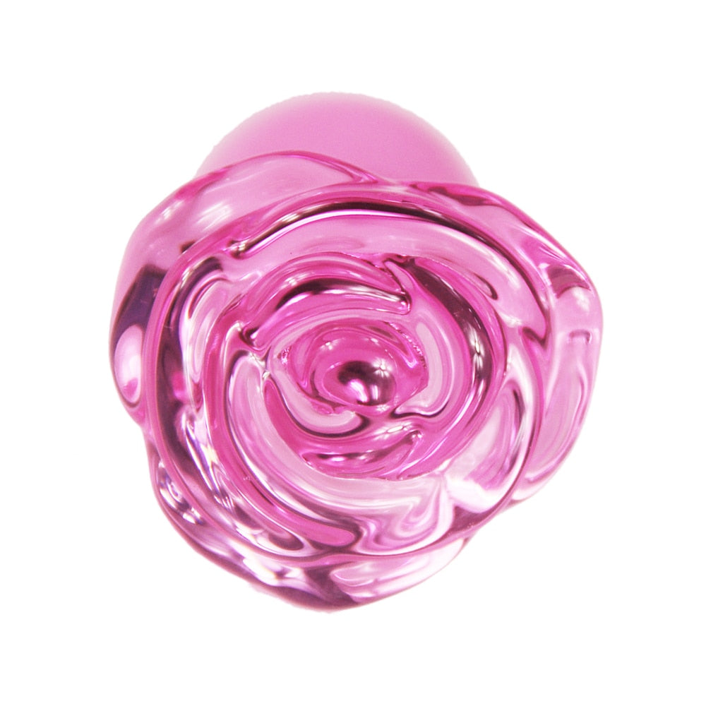 Rose Flower Pink Glass Plug