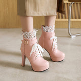 Lolita Platform Spike High Heel Lace up Ankle Boots