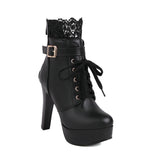 Lolita Platform Spike High Heel Lace up Ankle Boots