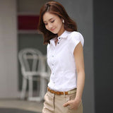 Female Short Sleeve Slim Fit Office Shirt