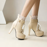 Lolita Platform Spike High Heel Lace up Ankle Boots