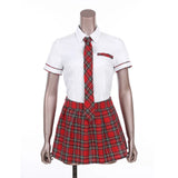 Cosplay School Uniform Short Sleeve with Plaid Skirt