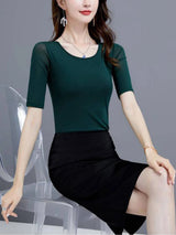 Mesh O-neck Short Sleeve Shirt