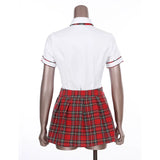 Cosplay School Uniform Short Sleeve with Plaid Skirt