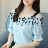 Chiffon Charm Off-Shoulder Blouse