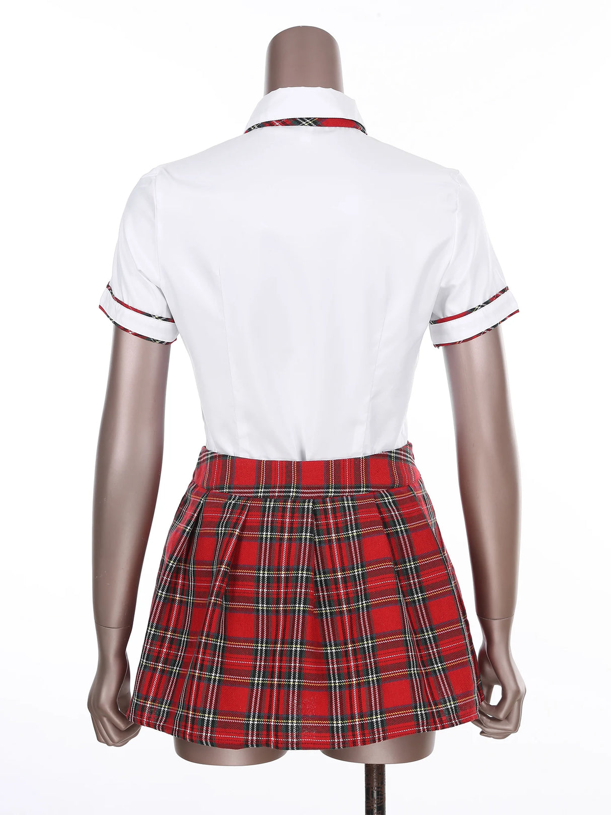 Cosplay School Uniform Short Sleeve with Plaid Skirt