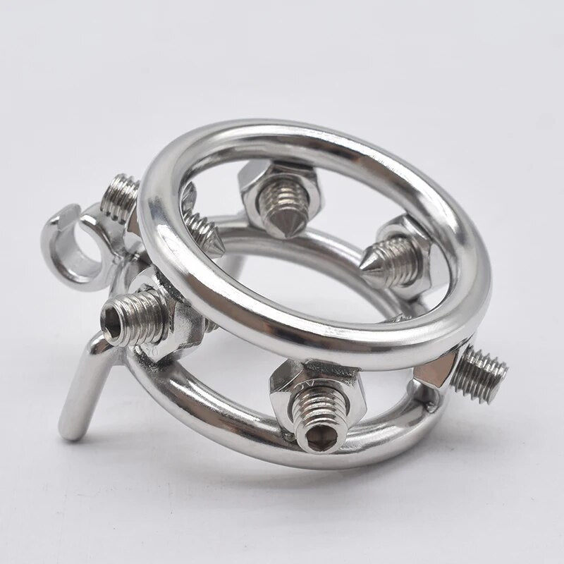 Bolted Spiked Stainless Steel Chastity Cage