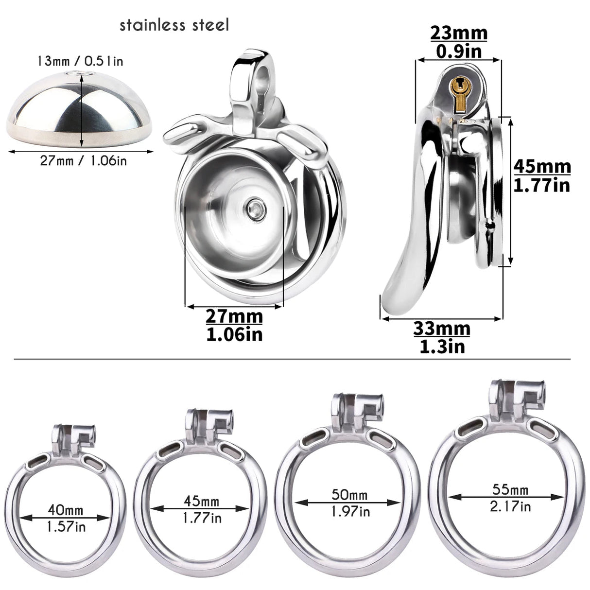 Flirty Fusion SS Chastity Cage + Mystic Vortex Dildo