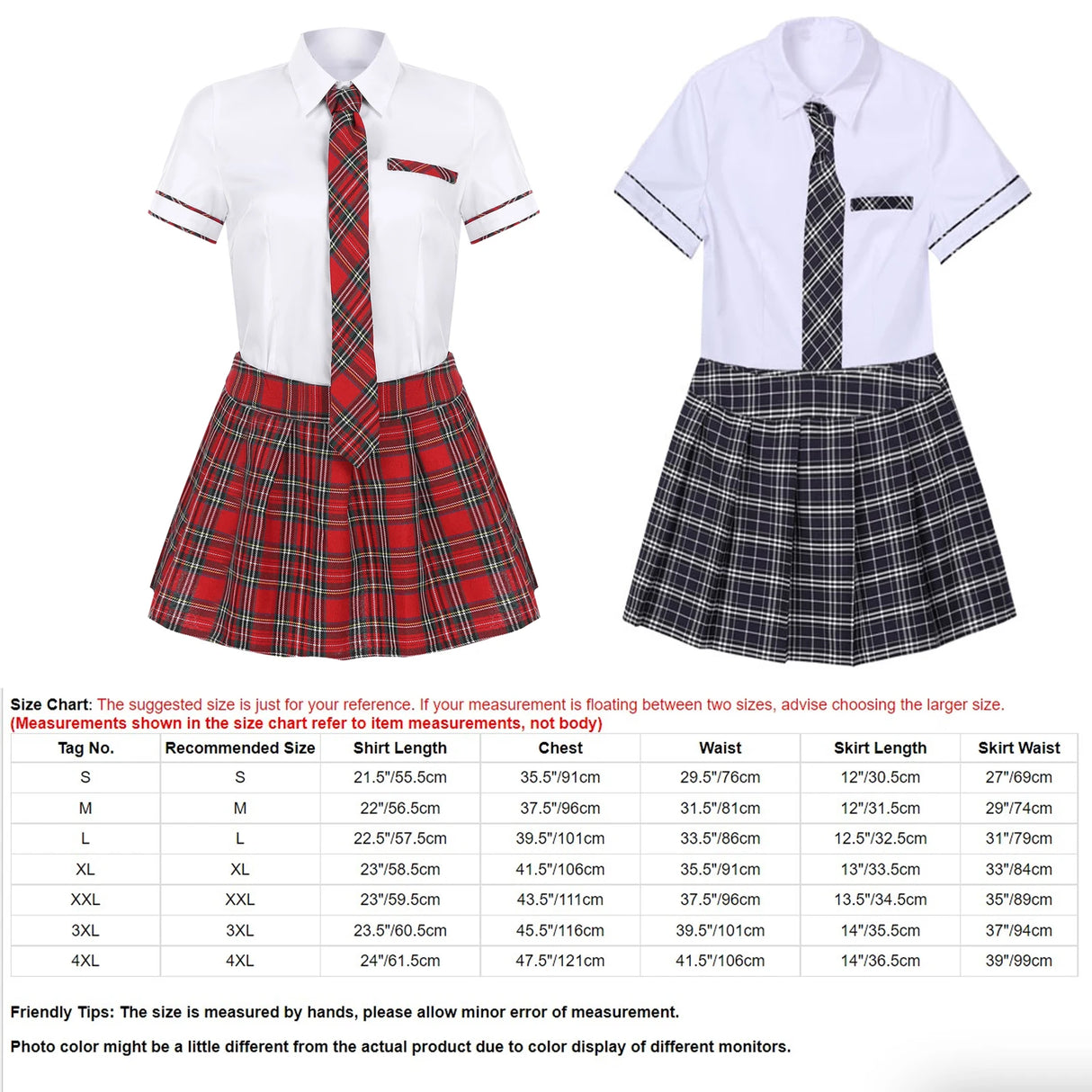 Cosplay School Uniform Short Sleeve with Plaid Skirt