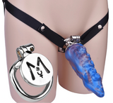 Flirty Fusion SS Chastity Cage + Twilight Swirl Dildo