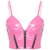 Barbie Doll Glossy Zipper Crop Top