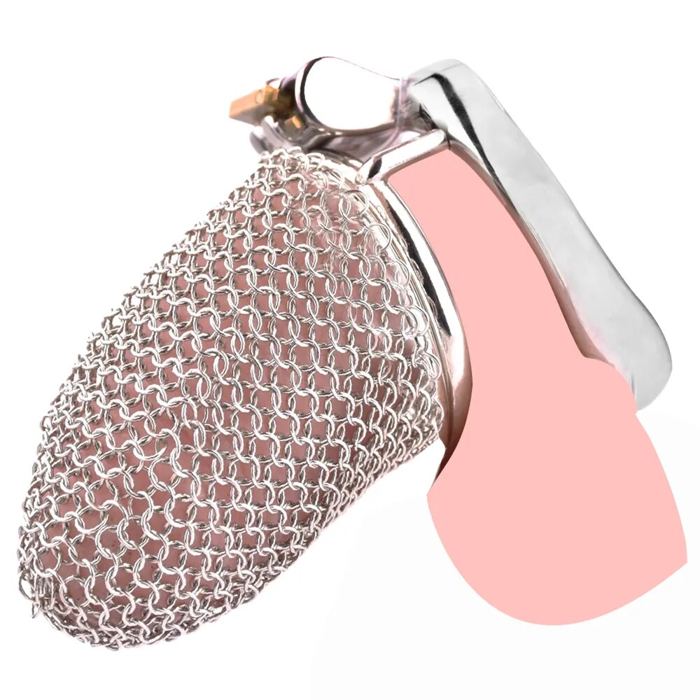 Chainmail Stainless Steel Metal Mesh Chastity Cage - 2.67"