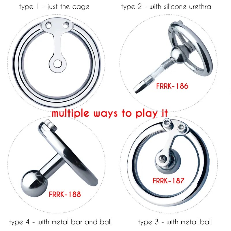 Negative Stainless Steel Chastity Cage with Detachable Urethral Plug