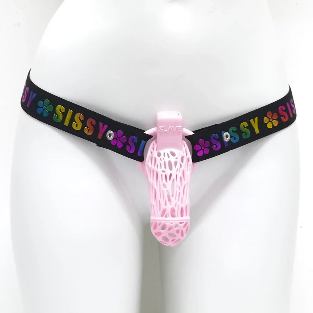 Elastic Sissy Chastity Cage Belt