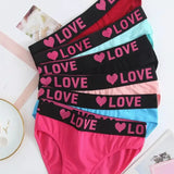 6pcs Mixed Solid Color "LOVE" Panties