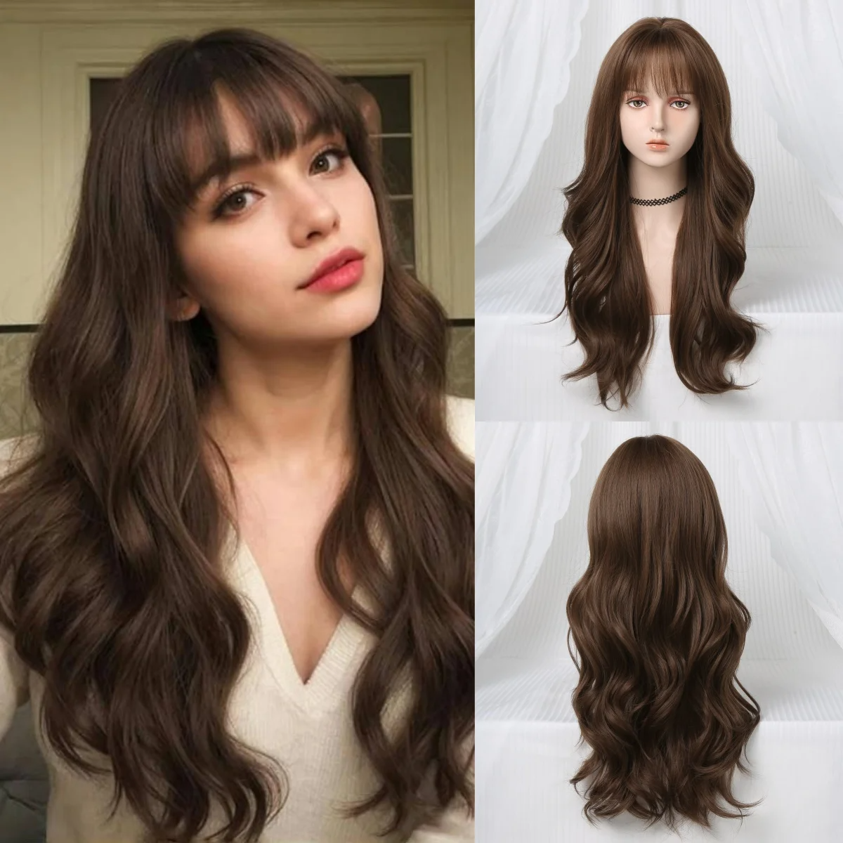 Opulent Locks Dark Brown Synthetic Wig