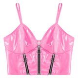 Barbie Doll Glossy Zipper Crop Top