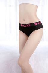 6pcs Mixed Solid Color "LOVE" Panties