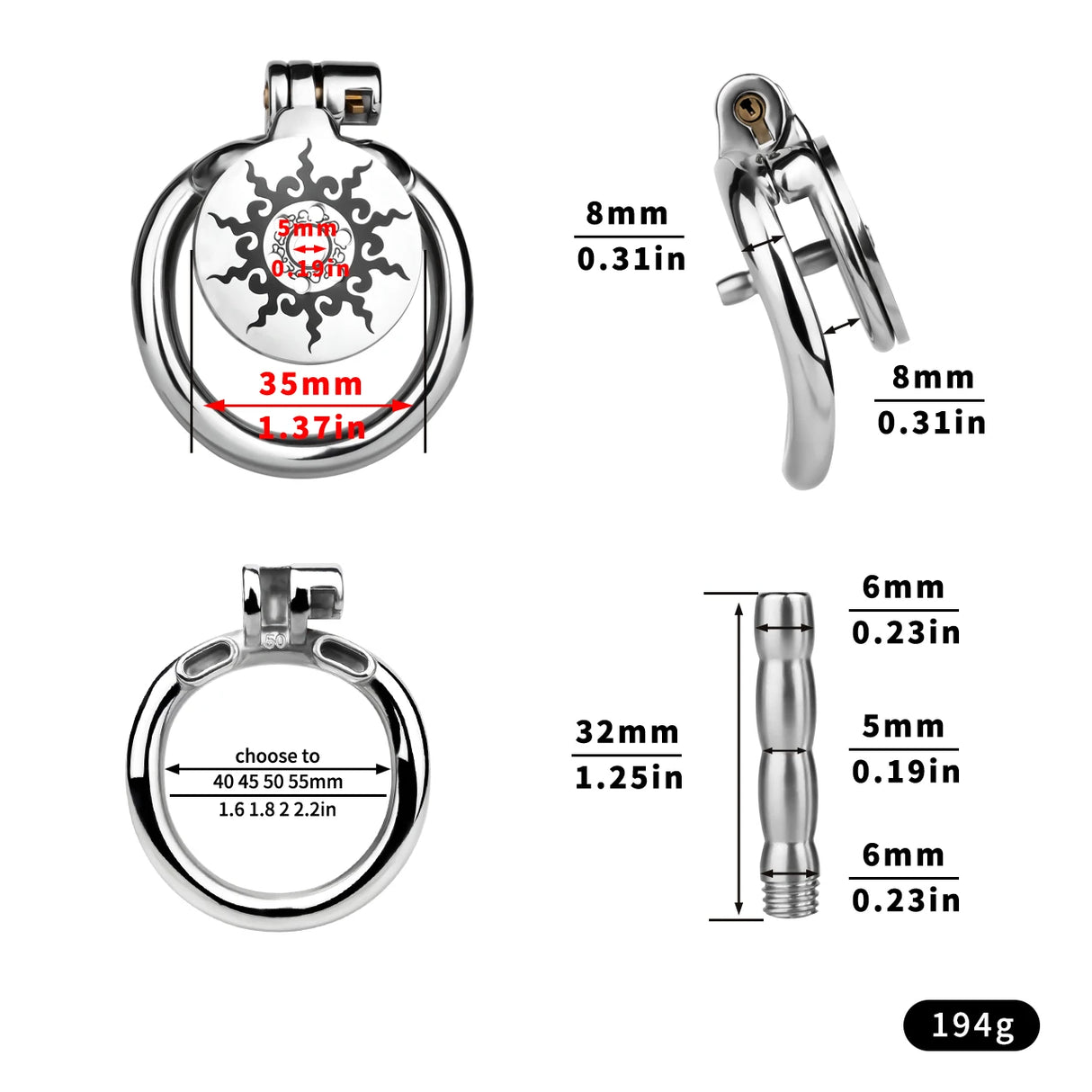 Lotus Flame Stainless Steel Chastity Cage