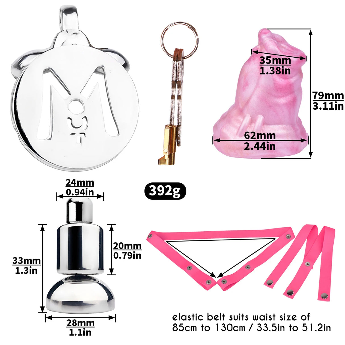 Flirty Fusion SS Chastity Cage + Mystic Vortex Dildo