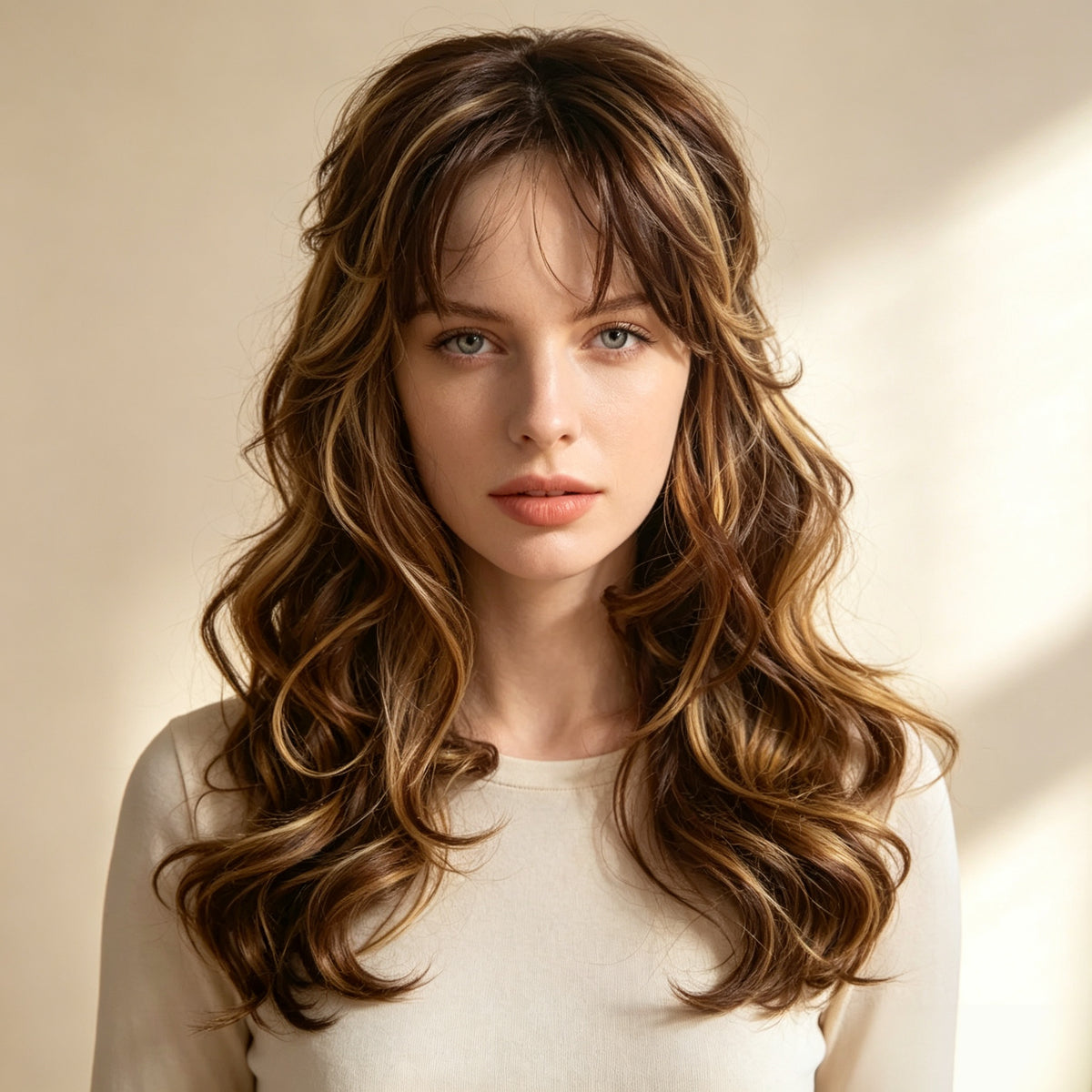 Toffee Highlights Synthetic Wig