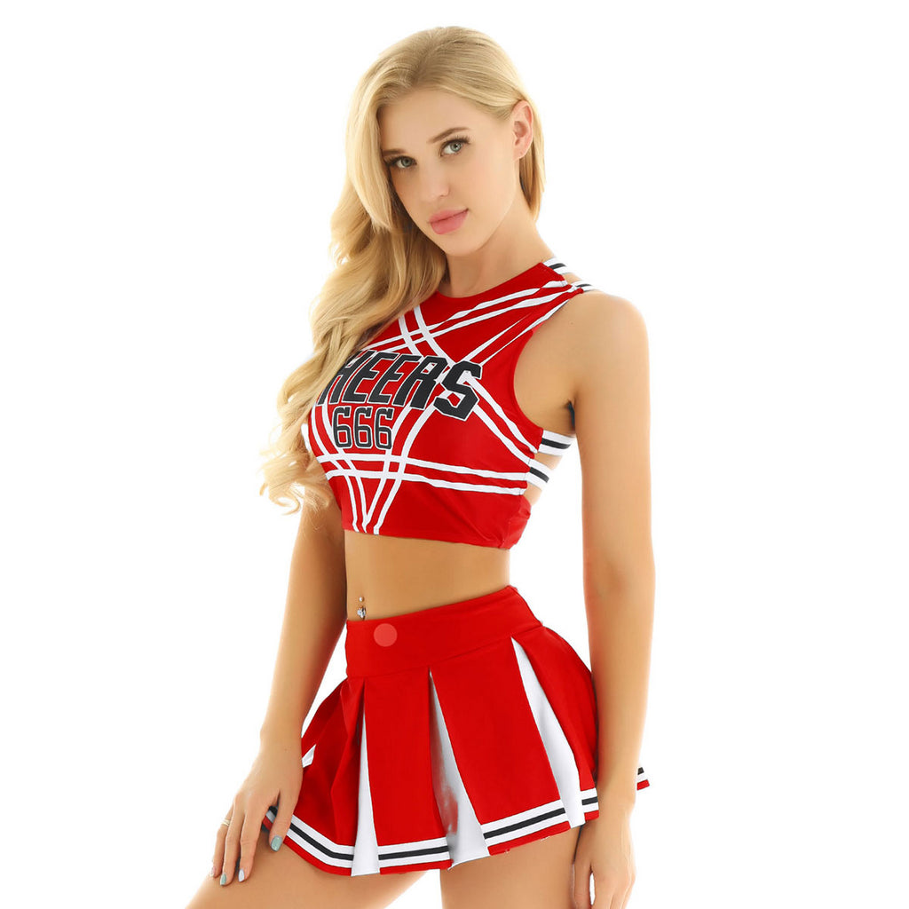 US UK STOCK Women Japanese Schoolgirl Cosplay Uniform Girl Sexy Lingerie Gleeing Cheerleader Costume Set Halloween Costume Femme