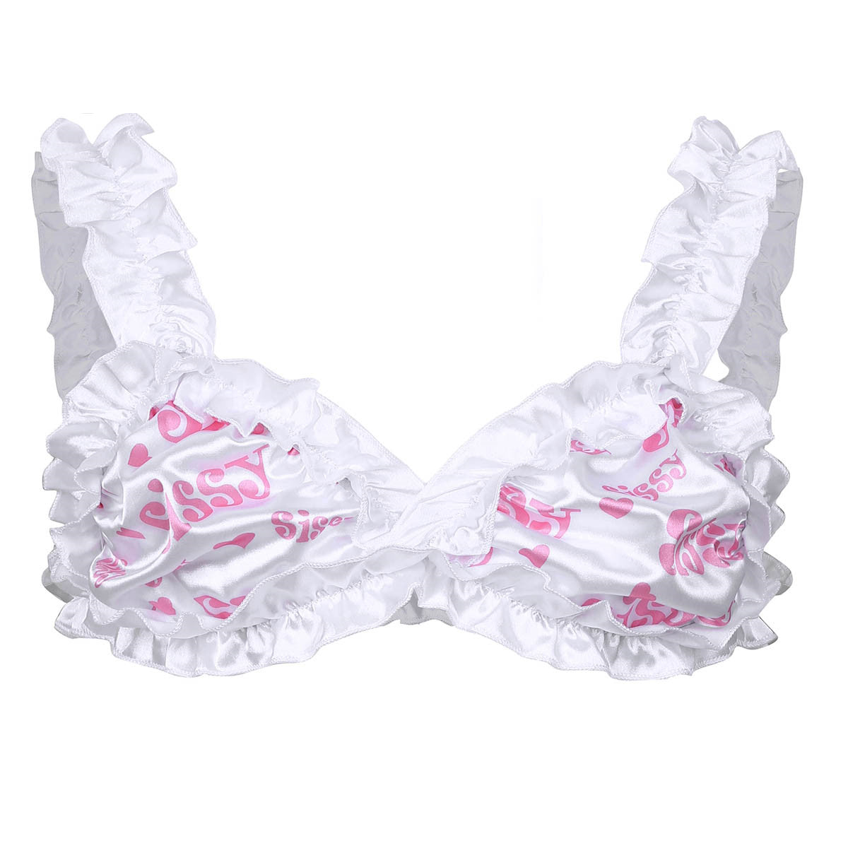 Sissy Smooth Floral Wire-free Frilly Ruffled Bra Top